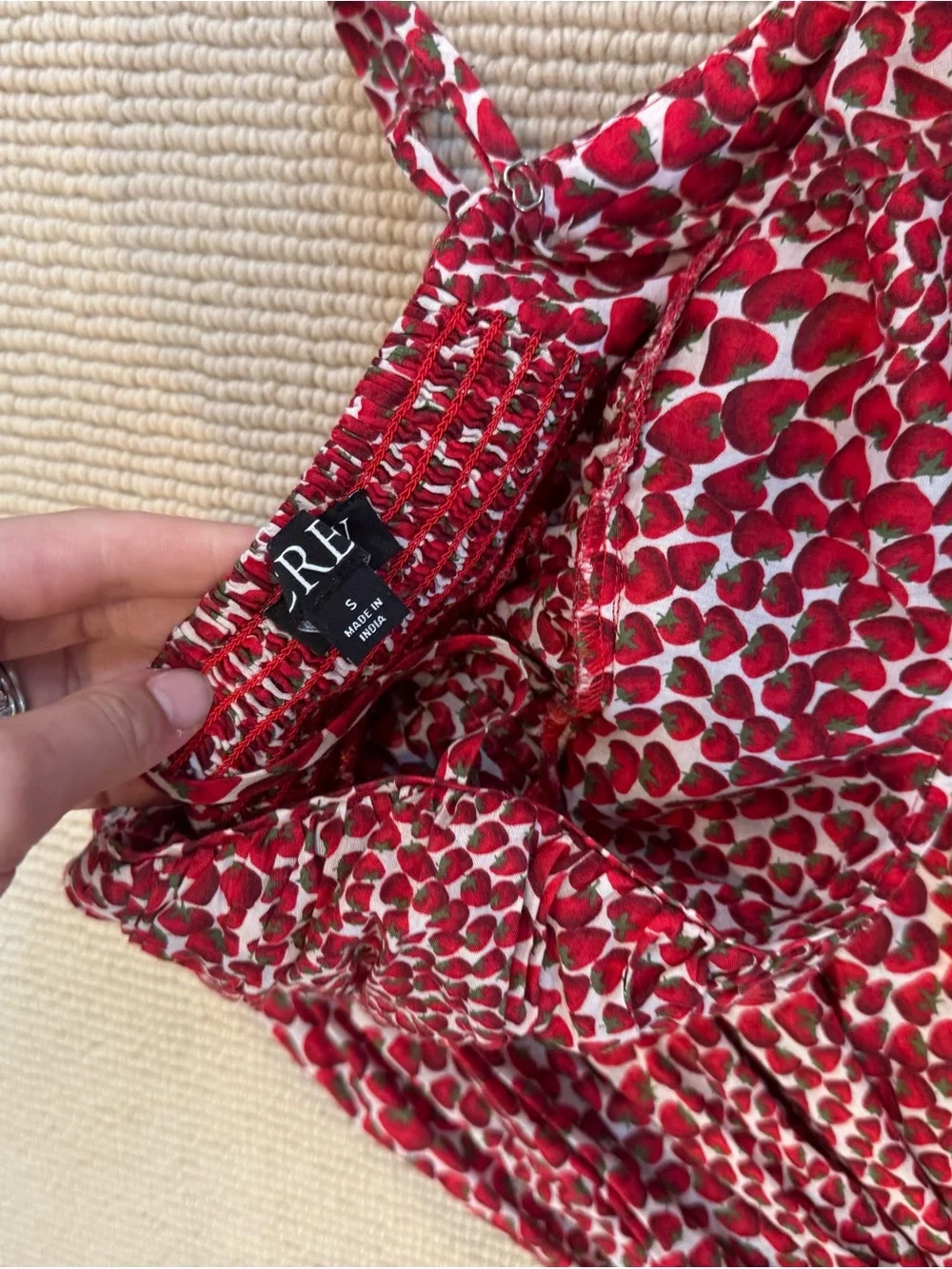 J. Crew Red and White Strawberry-Print dress